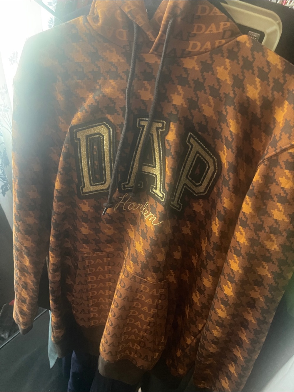 Gap Dapper Dan Harlem Men's Hooded Sweatshirt - Brown Houndstooth